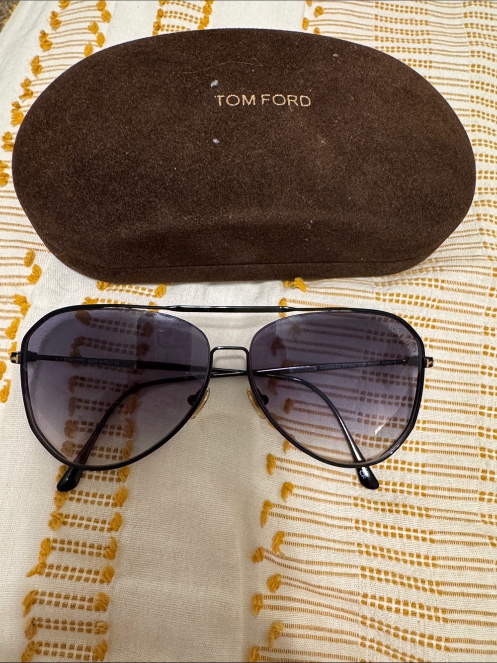 Tom Ford Black Frame Sunglasses with Brown Case